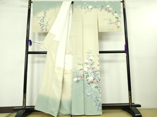 平和屋本店●極上 十日町友禅作家 岡村蒼風 訪問着 枝花文 暈し染め 逸品 DZAB5816kh6