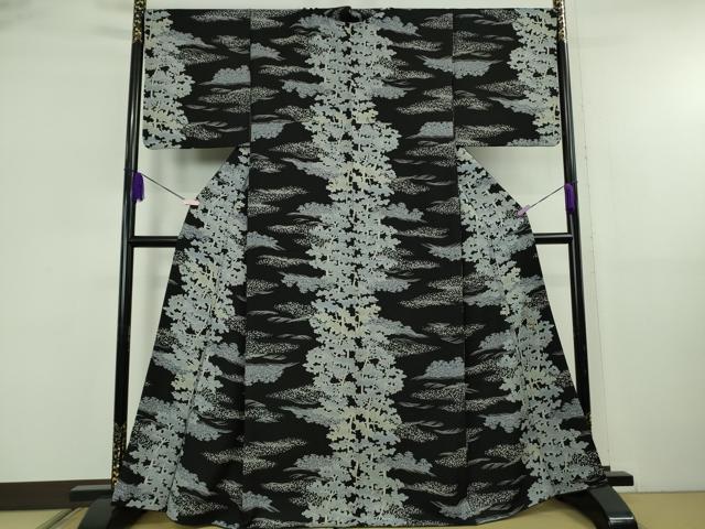 平和屋着物●極上 染色作家 石田凱宣 訪問着 樹林文 黒地 逸品 DZAB5832kh6