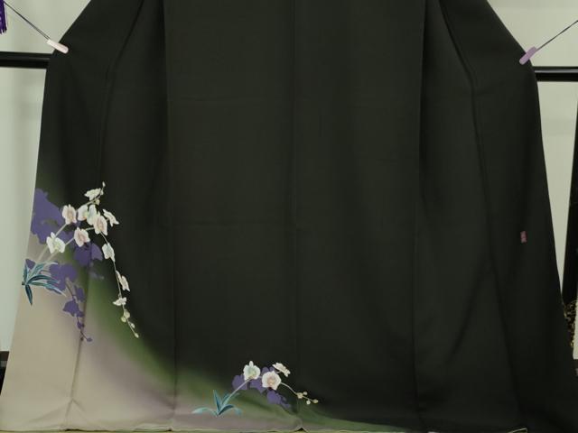 平和屋本店●極上 十日町友禅 女流作家 遠田藤舟 訪問着 胡蝶蘭 蝉色地 暈し染め ロング丈 逸品 DZAB5837kh6