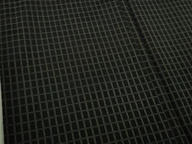 平和屋本店●極上 お召 吉野間道 黒地 反端付き 逸品 DZAB5843kh6