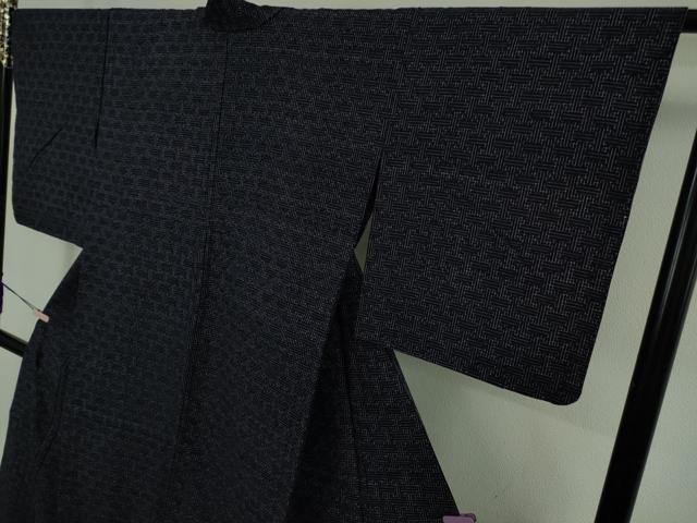 平和屋着物▽極上 久留米絣 単衣 綿 坂田織物謹製 濃紺地 証紙付き 逸品 未使用 DZAB5846kh6