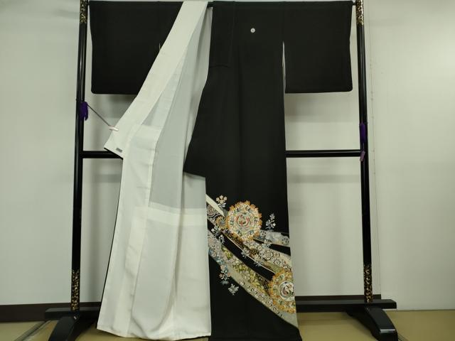 平和屋本店●極上 創業460年・千總 黒留袖 刺繍 鬘帯鳳凰花文 金彩 高島屋扱い 逸品 DZAB5852kh6