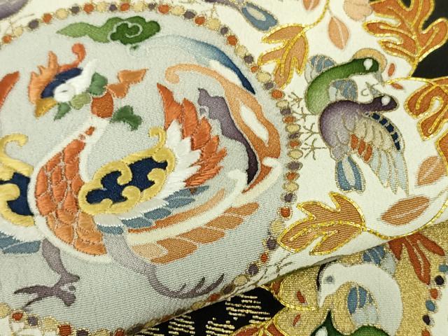 平和屋本店●極上 創業460年・千總 黒留袖 刺繍 鬘帯鳳凰花文 金彩 高島屋扱い 逸品 DZAB5852kh6