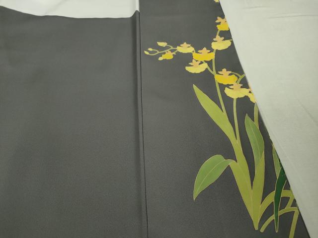 平和屋本店●極上 名門染元 秀美 十日町友禅 訪問着 鈴蘭 すずらん 黒地 暈し染め 逸品 DZAB5855kh6