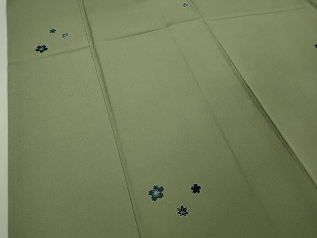 平和屋本店●極上 人間国宝 五代 田畑喜八 小紋 藍 舞桜楓文 柳茶色地 逸品 DZAB5857kh6