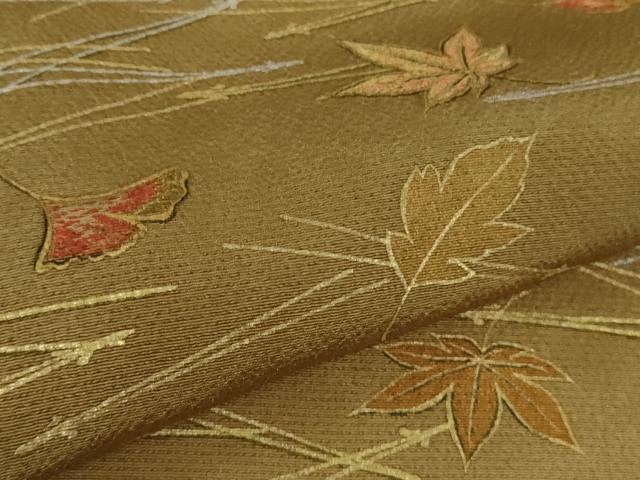 平和屋本店●極上 人間国宝 福田喜三郎 訪問着 刺繍 吹寄せ松葉文 朽葉色地 暈し染め 金彩 大丸扱い 逸品 未使用 DZAB5860kh6