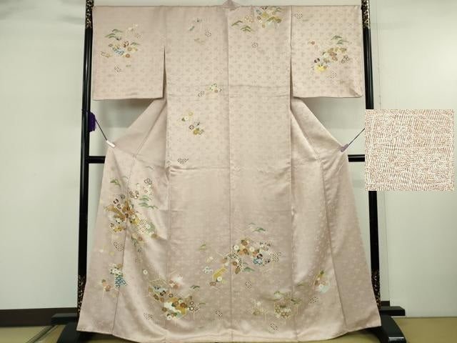 平和屋本店●極上 創業460年・千總 訪問着 駒刺繍 宝尽くし吉祥花文 薄桜色地 金彩 高島屋扱い 逸品 DZAB5862kh6