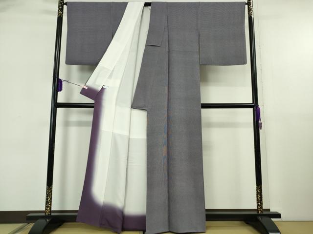 平和屋着物●極上 伝統工芸士 廣瀬雄望 江戸小紋 行儀 濃鼠色×藤煤竹色 逸品 DZAB5865kh6