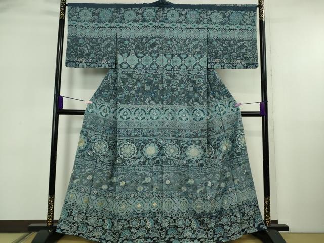 平和屋本店●極上 中国三大刺繍 スワトウ刺繍 汕頭刺繍 総刺繍 訪問着 更紗花横段文 暈し染め 金糸 大丸扱い 逸品 未使用 DZAB5867kh6