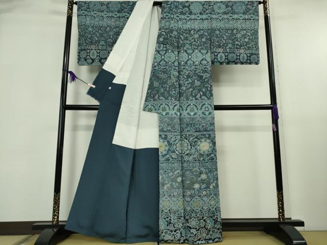平和屋本店●極上 中国三大刺繍 スワトウ刺繍 汕頭刺繍 総刺繍 訪問着 更紗花横段文 暈し染め 金糸 大丸扱い 逸品 未使用 DZAB5867kh6