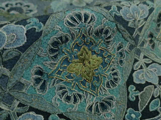 平和屋本店●極上 中国三大刺繍 スワトウ刺繍 汕頭刺繍 総刺繍 訪問着 更紗花横段文 暈し染め 金糸 大丸扱い 逸品 未使用 DZAB5867kh6
