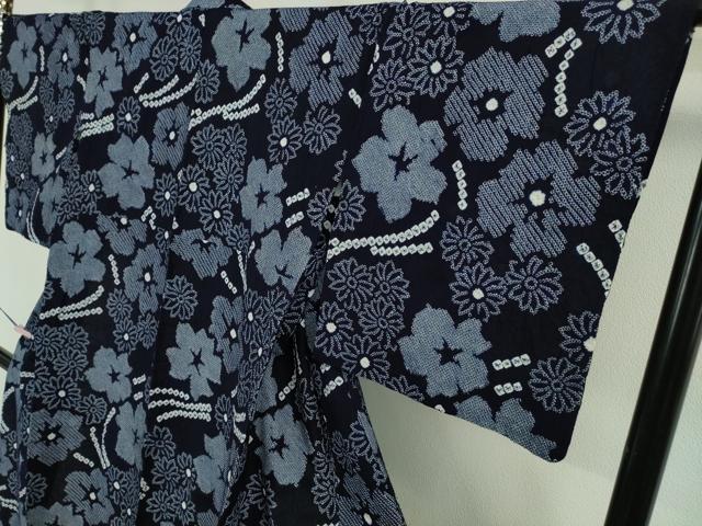 平和屋本店∴極上 夏物 名門 藤娘きぬたや 有松鳴海絞 浴衣 綿 舞花文 反端・紙タグ付き 逸品 DZAB5868kh6