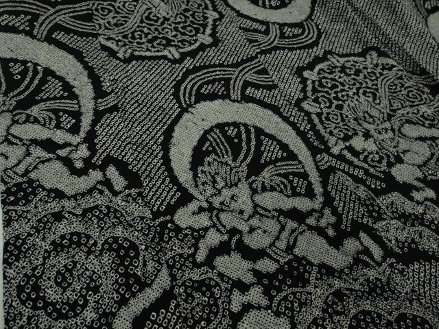 平和屋本店∴極上 夏物 浴衣 有松鳴海絞り 風神雷神 黒地 綿 逸品 DZAB5869kh6