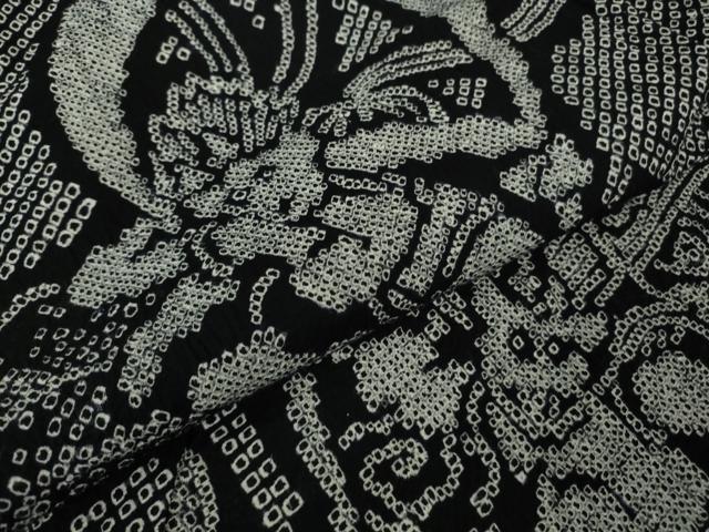 平和屋本店∴極上 夏物 浴衣 有松鳴海絞り 風神雷神 黒地 綿 逸品 DZAB5869kh6