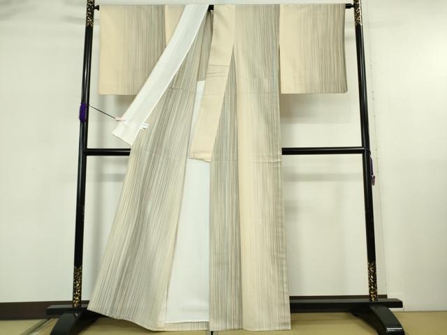 平和屋着物▽極上 本塩沢 やまだ織 200色 単衣 縞 逸品 DZAB5876kh6