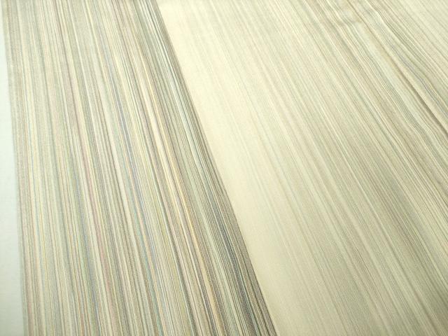 平和屋着物▽極上 本塩沢 やまだ織 200色 単衣 縞 逸品 DZAB5876kh6