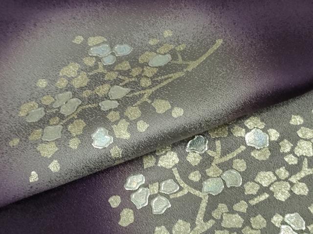 平和屋本店∞極上 長羽織 枝葉文 深紫色地 暈し染め 金銀彩 逸品 DZAB5900kh6