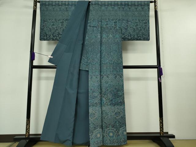 平和屋本店●極上 中国三大刺繍 スワトウ刺繍 汕頭刺繍 訪問着 更紗花鳥舞蝶文 金糸 逸品 DZAB5910kh6