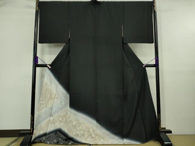 平和屋本店●極上 訪問着 吹寄せ文 暈し染め 黒地 金彩 逸品 未使用 DZAB5916kh6