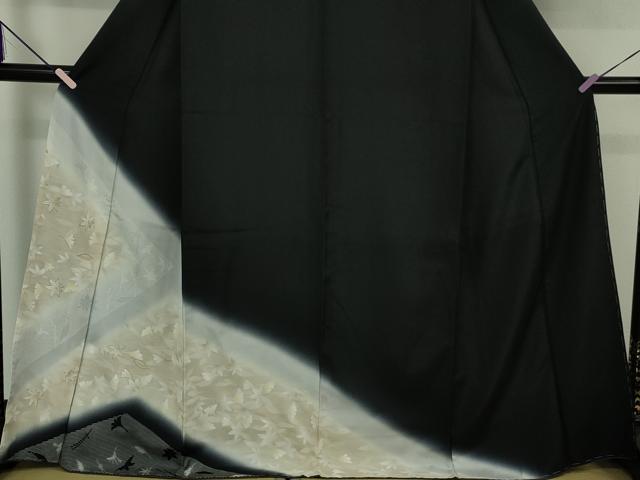平和屋本店●極上 訪問着 吹寄せ文 暈し染め 黒地 金彩 逸品 未使用 DZAB5916kh6