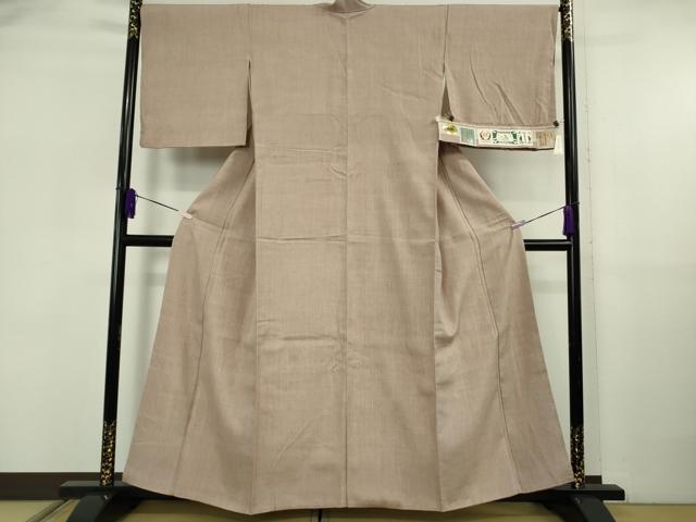 平和屋本店●極上 本場結城紬 重要無形文化財 奥順謹製 色無地 薄い梅染色 証紙付き 逸品 DZAB5919kh6