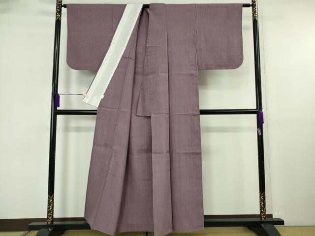 平和屋本店▽極上 本場結城紬 重要無形文化財 単衣 色無地 竜胆色 証紙付き 逸品 DZAB5938kh6