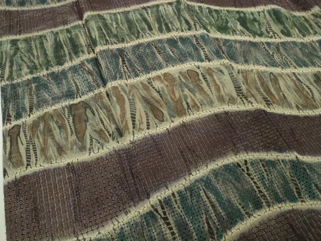 平和屋本店●極上 中国三大刺繍 スワトウ刺繍 汕頭・相良刺繍 訪問着 杢目絞り よろけ縞 銀通し地 さが美扱い 逸品 DZAB5943kh6