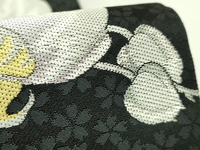 平和屋着物●極上 六通柄袋帯 胡蝶蘭 黒地 金銀糸 逸品 DZAB5957kh6