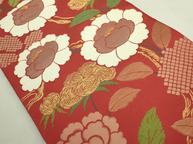 平和屋着物●極上 洛風林 工芸帯地 六通柄袋帯 唐織 枝花文 金糸 逸品 DZAB5962kh6