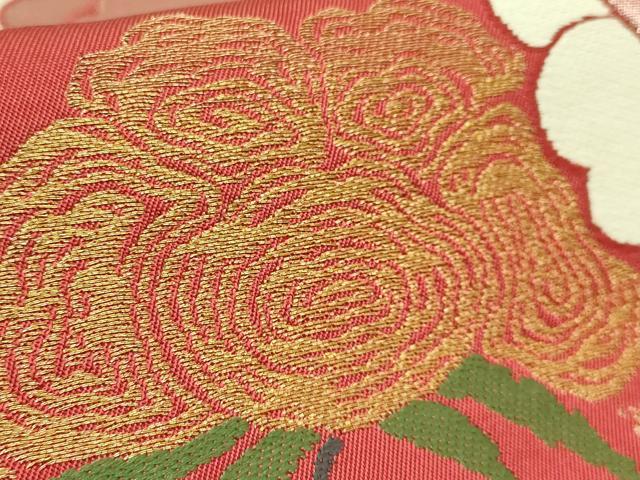 平和屋着物●極上 洛風林 工芸帯地 六通柄袋帯 唐織 枝花文 金糸 逸品 DZAB5962kh6