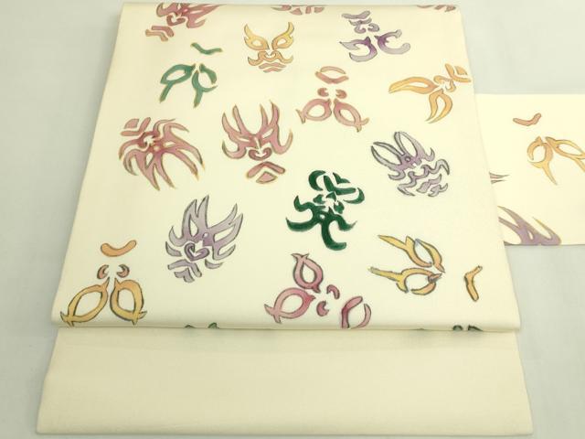 平和屋着物●極上 塩瀬 九寸名古屋帯 手描き 隈取り 金彩 逸品 DZAB5965kh6