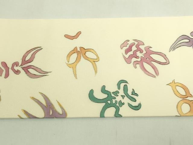 平和屋着物●極上 塩瀬 九寸名古屋帯 手描き 隈取り 金彩 逸品 DZAB5965kh6