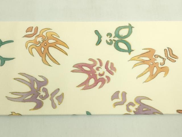 平和屋着物●極上 塩瀬 九寸名古屋帯 手描き 隈取り 金彩 逸品 DZAB5965kh6