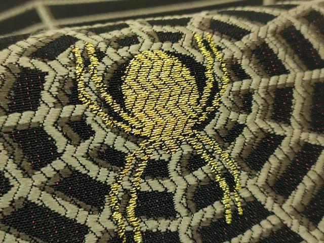平和屋着物●極上 九寸開き名古屋帯 クモの巣 黒地 金糸 さが美扱い 逸品 DZAB5966kh6