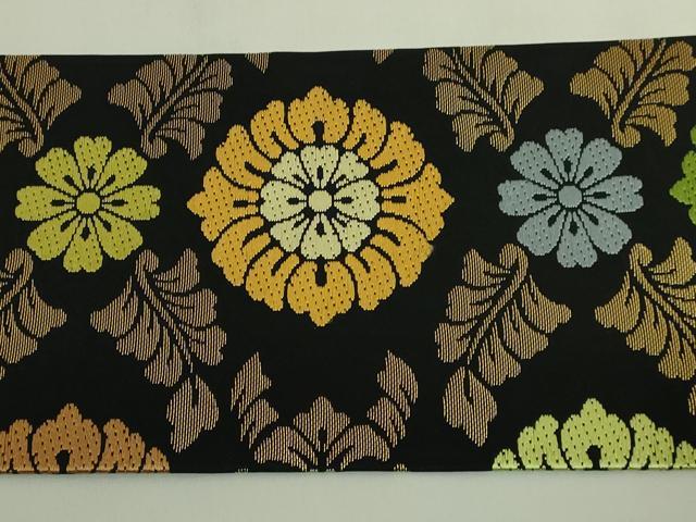 平和屋着物●極上 西陣 川島織物 九寸名古屋帯 唐織 花唐草 黒地 金糸 逸品 DZAB5968kh6