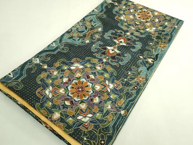 平和屋本店●極上 中国三大刺繍 スワトウ刺繍 汕頭刺繍 全通柄袋帯 正倉院花文 金糸 逸品 DZAB5982kh6