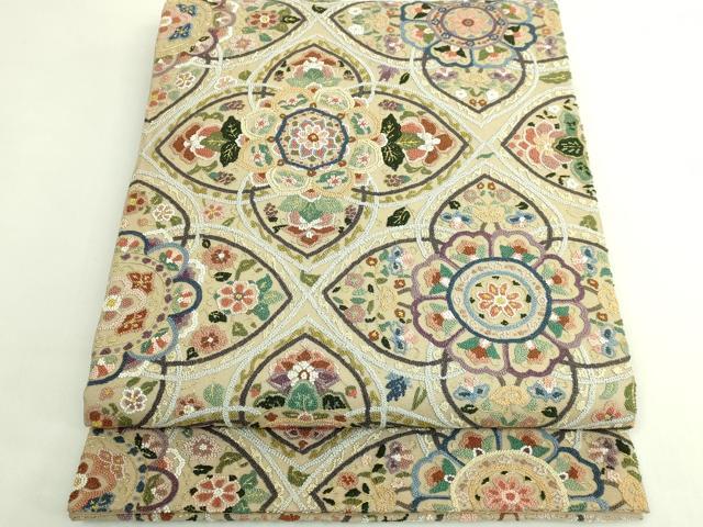 平和屋本店●極上 中国三大刺繍 総相良刺繍 総刺繍 袋帯 正倉院花文 金糸 逸品 DZAB5984kh6