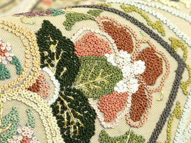 平和屋本店●極上 中国三大刺繍 総相良刺繍 総刺繍 袋帯 正倉院花文 金糸 逸品 DZAB5984kh6