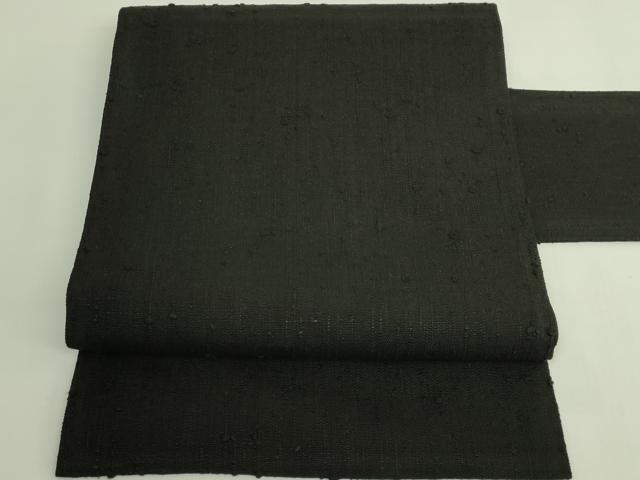 平和屋本店●極上 浦野理一 経節紬 九寸名古屋帯 黒地 たとう紙付き 逸品 DZAB5985kh6