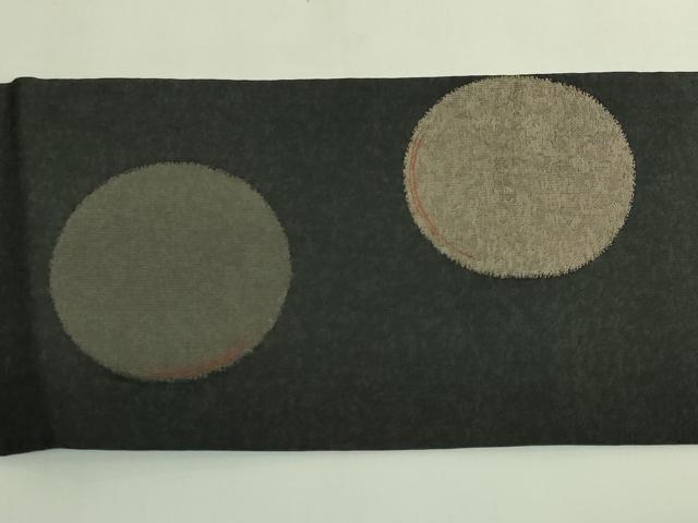 平和屋着物●極上 松田聖子 SEIKOMATSUDA 九寸名古屋帯 丸文 黒地 逸品 DZAB5992kh6