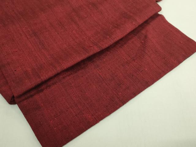 平和屋着物●極上 浦野理一 経節紬 つけ帯 濃い紅海老茶色地 逸品 DZAB6001kh6