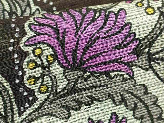 平和屋着物●極上 両面 半幅帯 花唐草 横段文 逸品 DZAB6006kh6