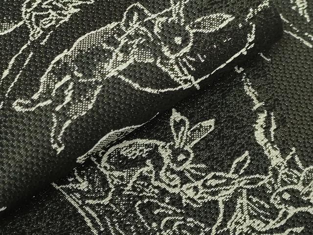 平和屋着物●極上 両面 半幅帯 鳥獣戯画 黒地 逸品 DZAB6007kh6