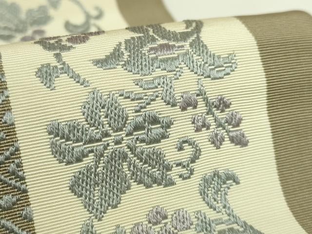 平和屋着物●極上 本場筑前博多織 両面 半幅帯 葡萄蔦の葉文 逸品 DZAB6008kh6