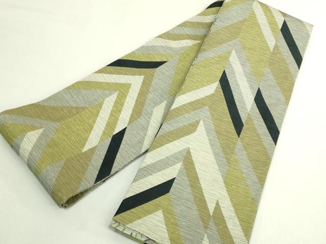 平和屋着物●極上 両面 半幅帯 花唐草 斜線文 逸品 DZAB6022kh6