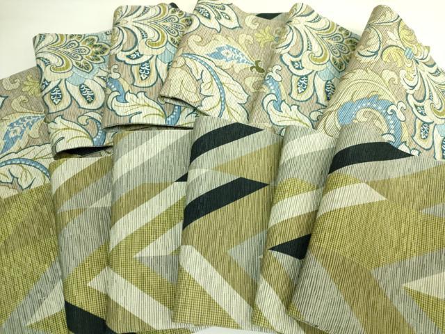 平和屋着物●極上 両面 半幅帯 花唐草 斜線文 逸品 DZAB6022kh6
