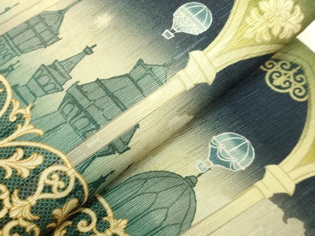 平和屋着物●極上 両面 半幅帯 WAKKA ワッカ 猫 間道 逸品 DZAB6023kh6