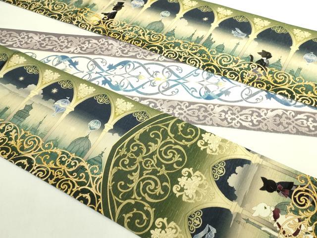 平和屋着物●極上 両面 半幅帯 WAKKA ワッカ 猫 間道 逸品 DZAB6023kh6
