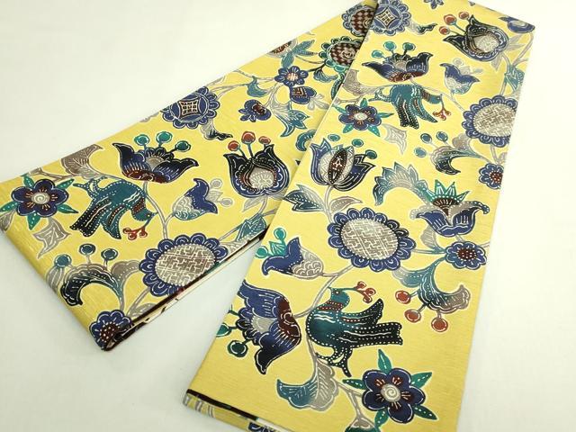 平和屋着物●極上 両面 半幅帯 WAKKA ワッカ 花鳥文 ピアノ ヴァイオリン 音符 逸品 DZAB6024kh6