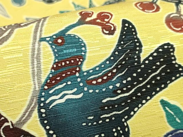 平和屋着物●極上 両面 半幅帯 WAKKA ワッカ 花鳥文 ピアノ ヴァイオリン 音符 逸品 DZAB6024kh6